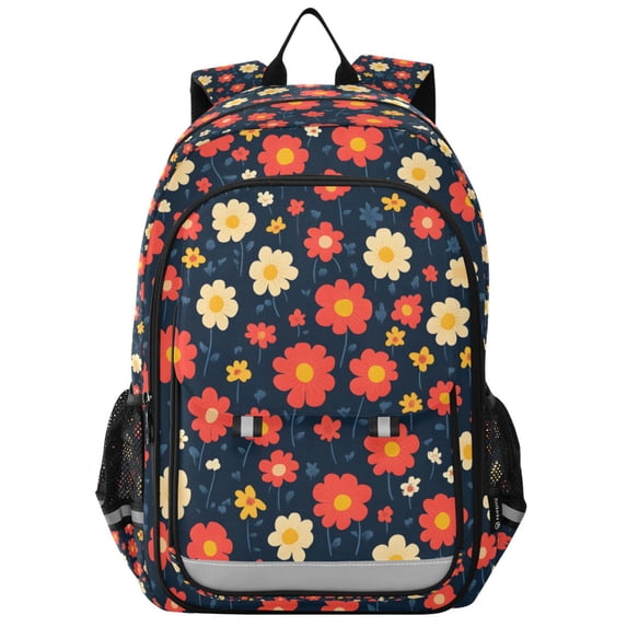 FORMRS Unisex School Backpack 17" Student Travel Bag with Laptop Compartment, Red Floral