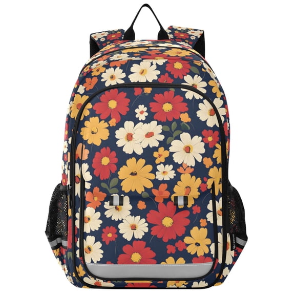 FORMRS Unisex School Backpack 17" Student Travel Bag with Laptop Compartment, Red Floral