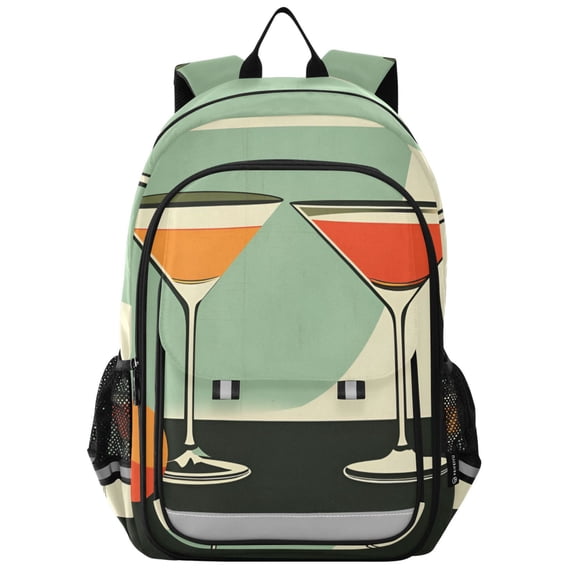 FORMRS Unisex School Backpack 17" Student Travel Bag with Laptop Compartment, Red Glasses