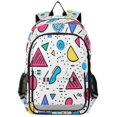 thumbnail image 1 of FORMRS Unisex School Backpack 17" Student Travel Bag with Laptop Compartment, Red Retro Pattern, 1 of 7