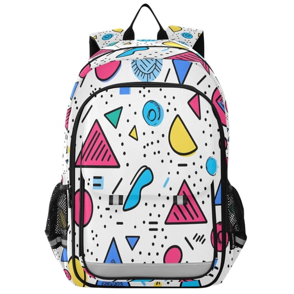 FORMRS Unisex School Backpack 17" Student Travel Bag with Laptop Compartment, Red Retro Pattern