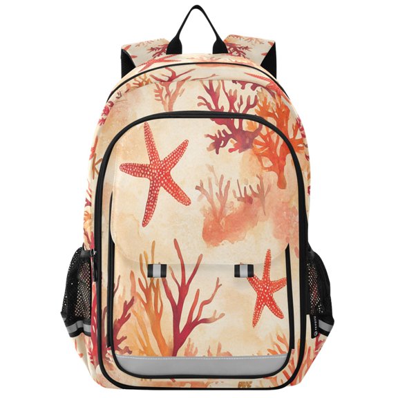 FORMRS School Backpack 17" Student Travel Bag with Laptop Compartment, Red Starfish
