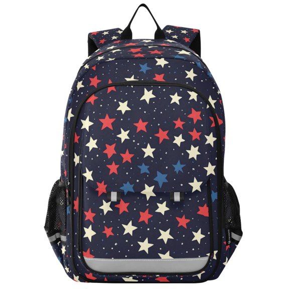 FORMRS Unisex School Backpack 17" Student Travel Bag with Laptop Compartment, Red Starry Pattern