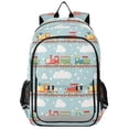 thumbnail image 1 of FORMRS Unisex School Backpack 17" Student Travel Bag with Laptop Compartment, Red Trains Pattern, 1 of 7