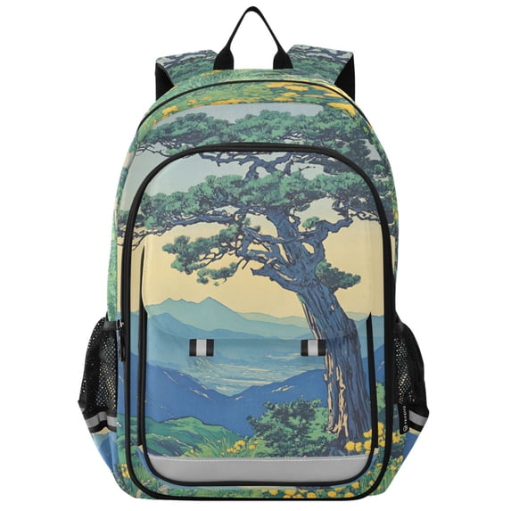 FORMRS Unisex School Backpack 17" Student Travel Bag with Laptop Compartment, Retro Mountain