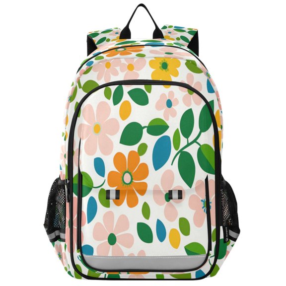 FORMRS School Backpack 17" Student Travel Bag with Laptop Compartment, Retro Orange Floral