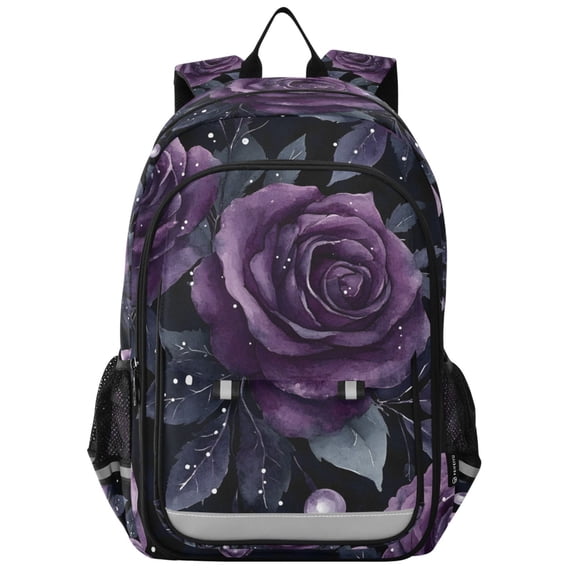 FORMRS Unisex School Backpack 17" Student Travel Bag with Laptop Compartment, Roses and Pearls