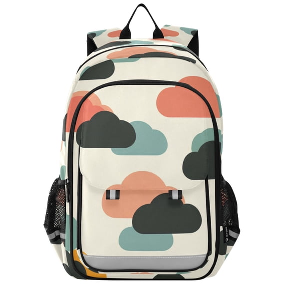 FORMRS Unisex School Backpack 17" Student Travel Bag with Laptop Compartment, Simple Clouds