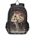 thumbnail image 1 of FORMRS Unisex School Backpack 17" Student Travel Bag with Laptop Compartment, Skeleton with Flowers Pattern, 1 of 7