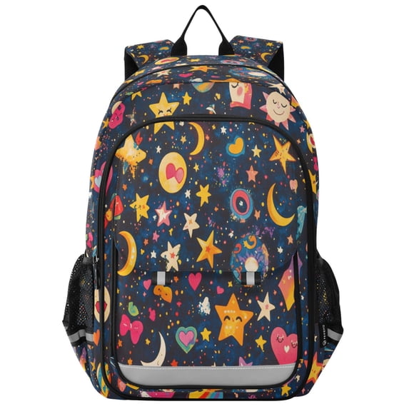 FORMRS Unisex School Backpack 17" Student Travel Bag with Laptop Compartment, Small Space Pattern