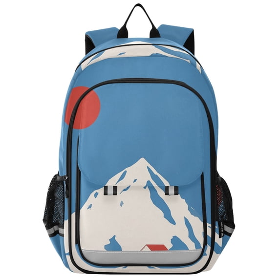 FORMRS Unisex School Backpack 17" Student Travel Bag with Laptop Compartment, Snow Mountain