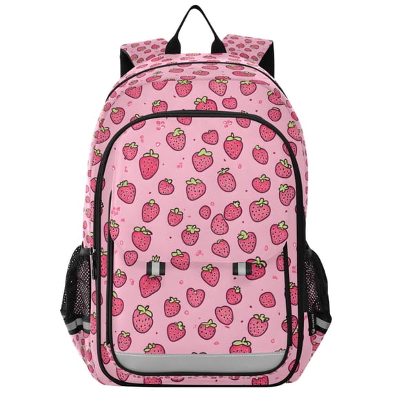 FORMRS School Backpack 17" Student Travel Bag with Laptop Compartment, Strawberry Bliss