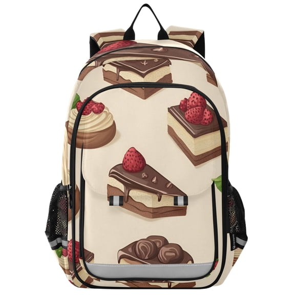 FORMRS School Backpack 17" Student Travel Bag with Laptop Compartment, Strawberry Cake