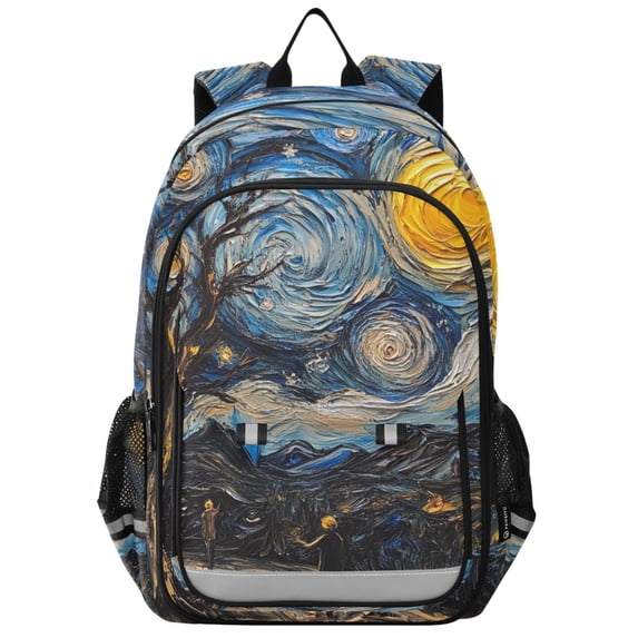 FORMRS Unisex School Backpack 17" Student Travel Bag with Laptop Compartment, Swirling Starry Sky
