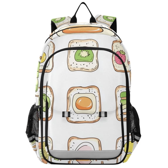 FORMRS Unisex School Backpack 17" Student Travel Bag with Laptop Compartment, Toasts Pattern