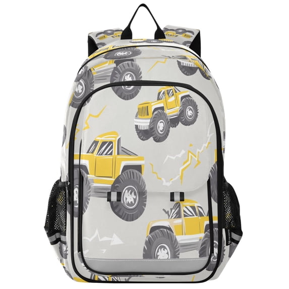 FORMRS Unisex School Backpack 17" Student Travel Bag with Laptop Compartment, Trucks Pattern