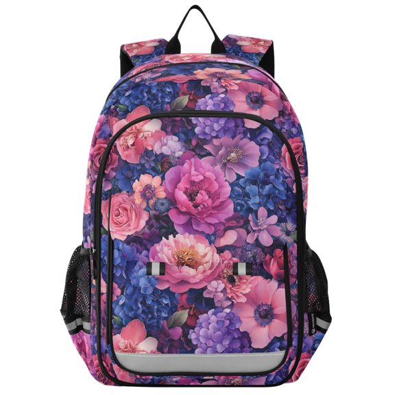FORMRS Unisex School Backpack 17" Student Travel Bag with Laptop Compartment, Vibrant Art Flowers