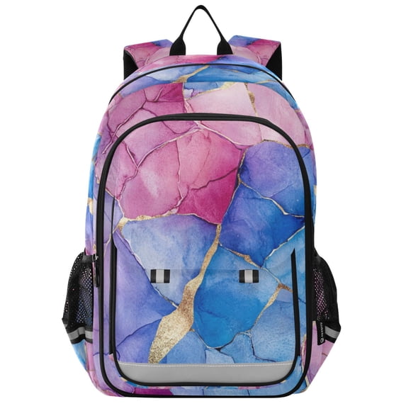 FORMRS School Backpack 17" Student Travel Bag with Laptop Compartment, Watercolor Blue Marble Pattern