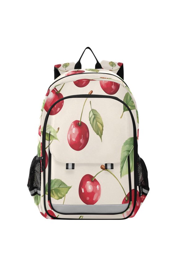 School Backpack 17" Student Travel Bag with Laptop Compartment, Watercolor Cherry