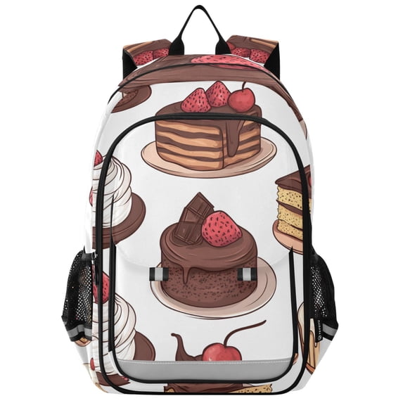 FORMRS Unisex School Backpack 17" Student Travel Bag with Laptop Compartment, White Chocolate Cakes