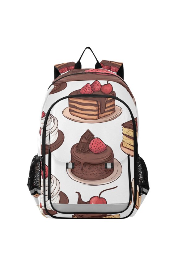 School Backpack 17" Student Travel Bag with Laptop Compartment, White Chocolate Cakes