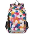 thumbnail image 1 of FORMRS Unisex School Backpack 17" Student Travel Bag with Laptop Compartment, White Colorful Circles, 1 of 7