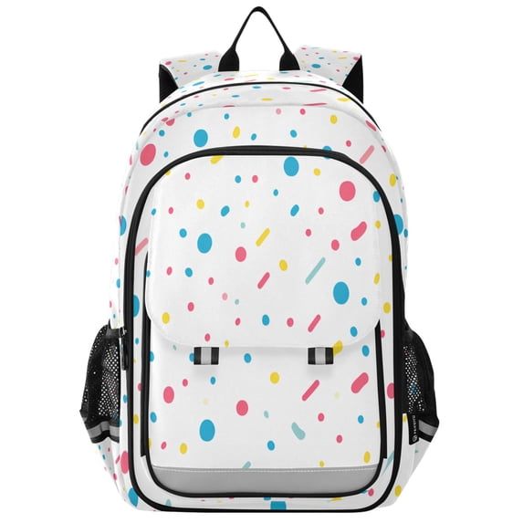 FORMRS Unisex School Backpack 17" Student Travel Bag with Laptop Compartment, White Retro Pattern