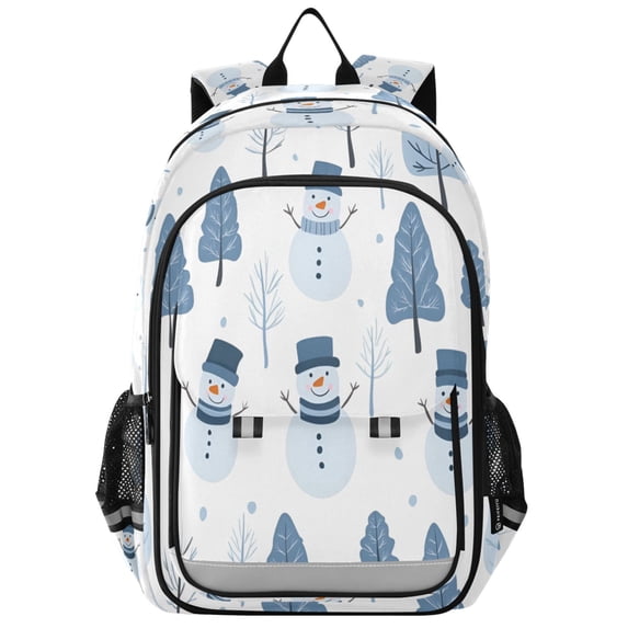 FORMRS Unisex School Backpack 17" Student Travel Bag with Laptop Compartment, White Snowman
