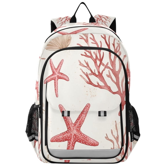 FORMRS School Backpack 17" Student Travel Bag with Laptop Compartment, White Starfish