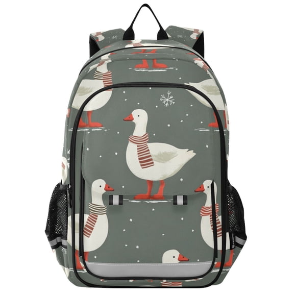 FORMRS Unisex School Backpack 17" Student Travel Bag with Laptop Compartment, Winter Goose