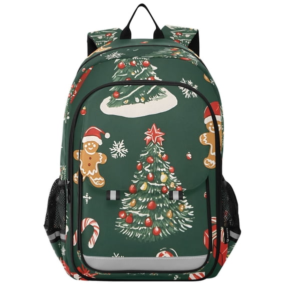FORMRS School Backpack 17" Student Travel Bag with Laptop Compartment, Yellow Christmas Gingerbread