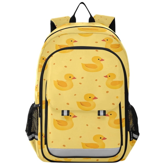 FORMRS Unisex School Backpack 17" Student Travel Bag with Laptop Compartment, Yellow Duck Pattern