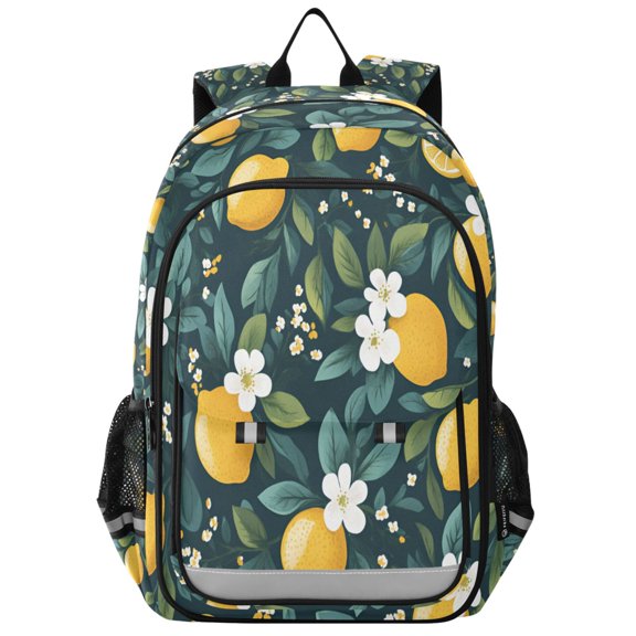 FORMRS Unisex School Backpack 17" Student Travel Bag with Laptop Compartment, Yellow Lemons