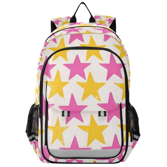 FORMRS School Backpack 17" Student Travel Bag with Laptop Compartment, Yellow Pink Stars