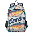 thumbnail image 1 of FORMRS Unisex School Backpack 17" Student Travel Bag with Laptop Compartment, Yellow Sardines Pattern, 1 of 7