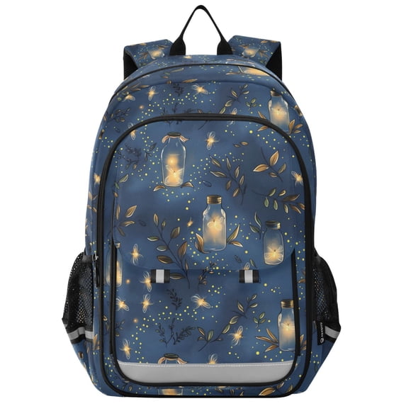 FORMRS Kids Backpack for School Unisex 17" Casual Bookbag Travel Daypack with Compartment Pockets, Blue Firefly Pattern