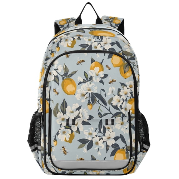 FORMRS Kids Backpack for School Unisex 17" Casual Bookbag Travel Daypack with Compartment Pockets, Blue Lemons Pattern