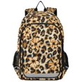 thumbnail image 1 of FORMRS Kids Backpack for School Unisex 17" Casual Bookbag Travel Daypack with Compartment Pockets, Brown Floral Leopard Pattern, 1 of 7