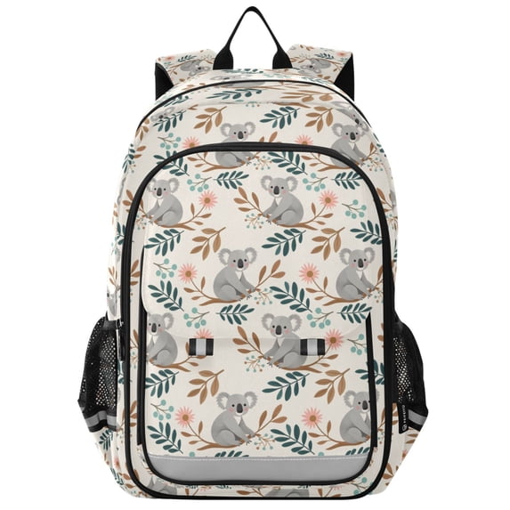 FORMRS Kids Backpack for School Unisex 17" Casual Bookbag Travel Daypack with Compartment Pockets, Floral Koala Pattern