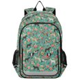 thumbnail image 1 of FORMRS Kids Backpack for School Unisex 17" Casual Bookbag Travel Daypack with Compartment Pockets, Green Floral Horses Pattern, 1 of 7