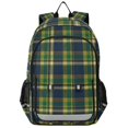 thumbnail image 1 of FORMRS Kids Backpack for School Unisex 17" Casual Bookbag Travel Daypack with Compartment Pockets, Green Yellow Plaid Pattern, 1 of 7