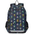 thumbnail image 1 of FORMRS Kids Backpack for School Unisex 17" Casual Bookbag Travel Daypack with Compartment Pockets, Navy Blue Cartoon Robot Pattern, 1 of 7