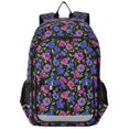 thumbnail image 1 of FORMRS Kids Backpack for School Unisex 17" Casual Bookbag Travel Daypack with Compartment Pockets, Night Flower Blooms Pattern, 1 of 7