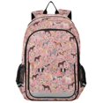 thumbnail image 1 of FORMRS Kids Backpack for School Unisex 17" Casual Bookbag Travel Daypack with Compartment Pockets, Pink Floral Horses Pattern, 1 of 7