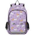 thumbnail image 1 of FORMRS Kids Backpack for School Unisex 17" Casual Bookbag Travel Daypack with Compartment Pockets, Purple Cartoon Rabbit Pattern, 1 of 7
