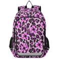 thumbnail image 1 of FORMRS Kids Backpack for School Unisex 17" Casual Bookbag Travel Daypack with Compartment Pockets, Purple Floral Leopard Pattern, 1 of 7