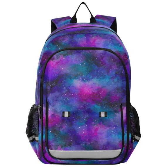 FORMRS Kids Backpack for School Unisex 17" Casual Bookbag Travel Daypack with Compartment Pockets, Purple Galaxy Pattern