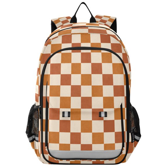 FORMRS Kids Backpack for School Unisex 17" Casual Bookbag Travel Daypack with Compartment Pockets, Rusty Orange Plaid