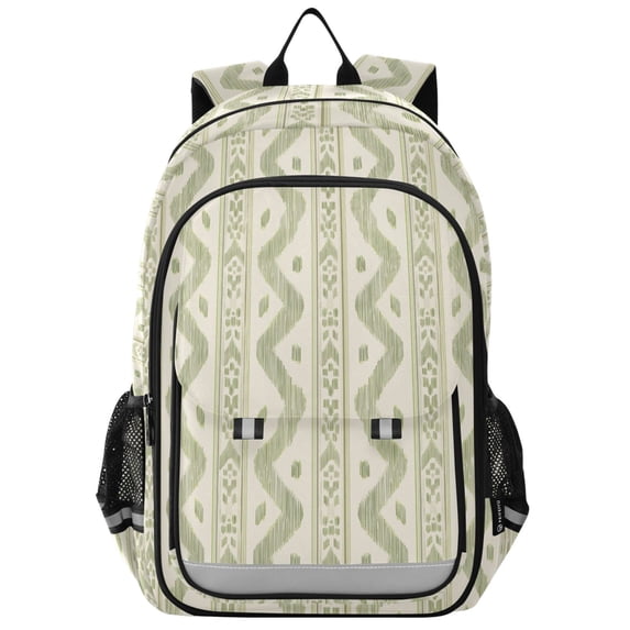 FORMRS Kids Backpack for School Unisex 17" Casual Bookbag Travel Daypack with Compartment Pockets, Sage Green Stripe Pattern