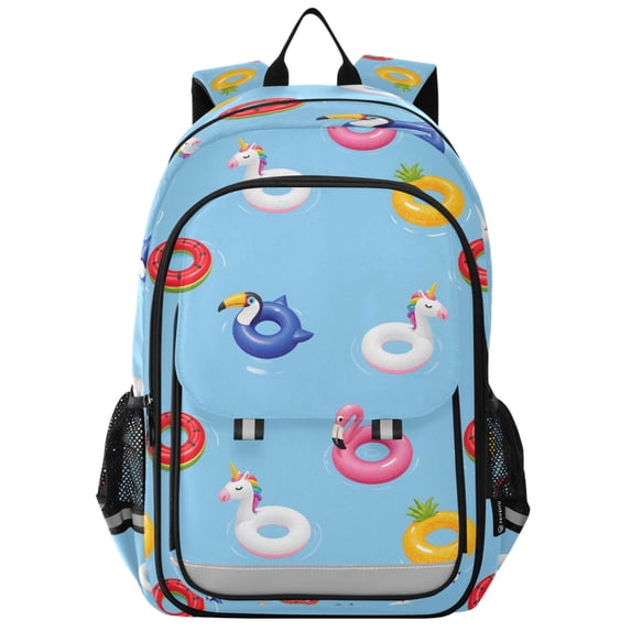 FORMRS Kids Backpack for School Unisex 17" Casual Bookbag Travel Daypack with Compartment Pockets, Summer Pool Pattern